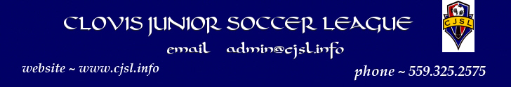 2014 Steve Russell Playing League ~CLOVIS JUNIOR SOCCER LEAGUE banner